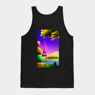 Eiffel Tower - Love France Memory - painting, and mix drawing, painting and digital Tank Top